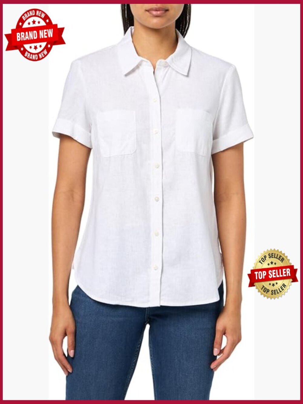 Short Sleeve Linen Blend Button Up Collared Camp Shirt